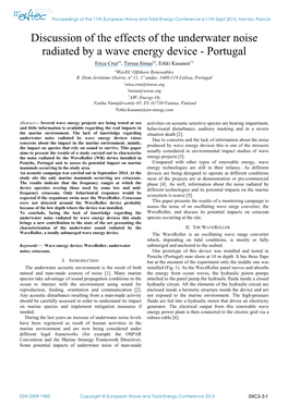 Discussion of the Effects of Underwater Noise Radiated by a Wave Energy