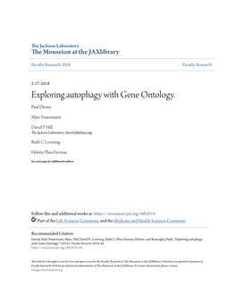 Exploring Autophagy with Gene Ontology. Paul Denny