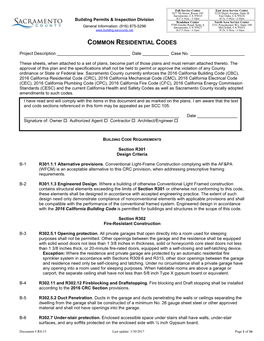 RS-15- Common Residential Codes