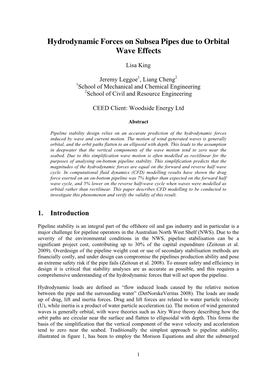 Hydrodynamic Forces on Subsea Pipes Due to Orbital Wave Effects