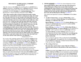 THE SEQUEL to the BATTLE...WORSHIP Joshua 8:30-35 After the Victory at Ai, Joshua Did Something That Was Foolish from a Military