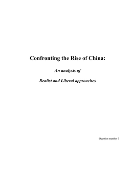 Confronting the Rise of China