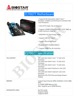 Z170GT7 Motherboard