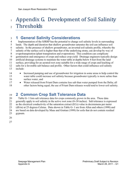 1 Appendix G. Development of Soil Salinity 2 Thresholds