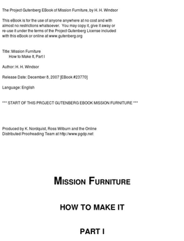 Mission Furniture: How to Make It, Part 1