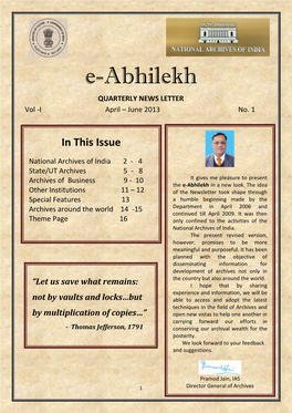 E-Abhilekh, April-June 2013