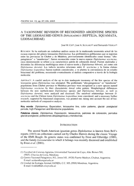 A Taxonomic Revision of Recognized Argentine Species of the Leiosaurid Genus Diplolaemus (Reptilia, Squamata, Leiosauridae)