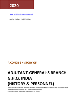 G.H.Q. India Adjutant-General's Branch