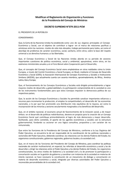 Decreto Supremo N° 079-2011-PCM