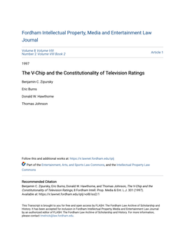 The V-Chip and the Constitutionality of Television Ratings