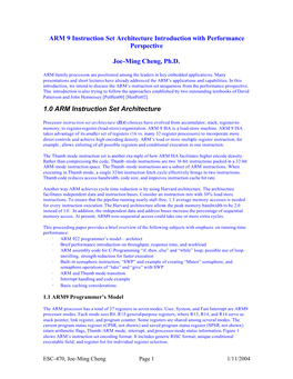 ESC-470: ARM 9 Instruction Set Architecture with Performance