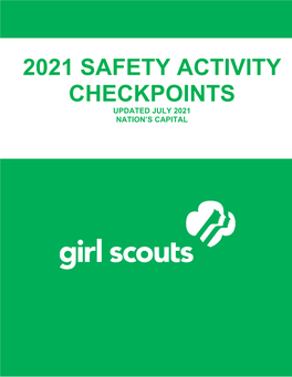 2021 Safety Activity Checkpoints Updated July 2021 Nation’S Capital