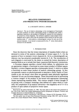 Relative Cohomology and Projective Twistor Diagrams