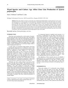 Wood Species and Culture Age Affect Zone Line Production of Xylaria Polymorpha