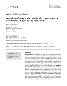 Avulsion of Permanent Teeth with Open Apex: a Systematic Review of the Literature