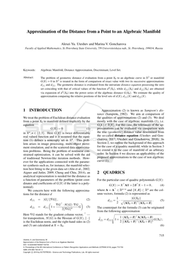 Approximation of the Distance from a Point to an Algebraic Manifold