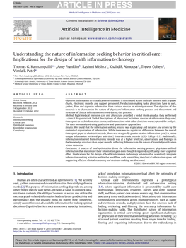 Understanding the Nature of Information Seeking Behavior in Critical Care