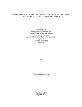 THE POLITICAL THOUGHT of the THIRD WORLD LEFT in POST-WAR AMERICA a Dissertation Submitted