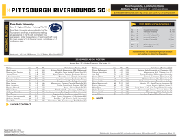 Riverhounds SC Communications UPCOMING MA TCHES