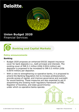 Budget 2020: Impact on Financial Services Industry | Deloitte India