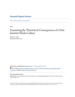 Examining the Theoretical Consequences of a Post-Feminist Media Culture