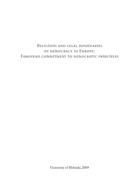 Religions and Legal Boundaries of Democracy in Europe: European Commitment to Democratic Principles