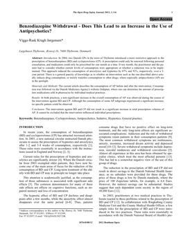 Benzodiazepine Withdrawal - Does This Lead to an Increase in the Use of Antipsychotics?