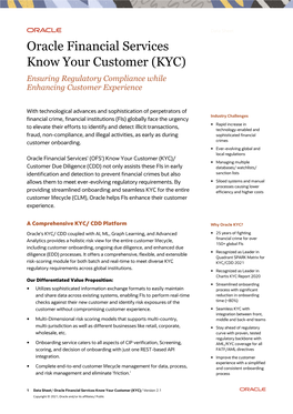 Oracle Financial Services Know Your Customer (KYC)