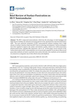 Brief Review of Surface Passivation on III-V Semiconductor