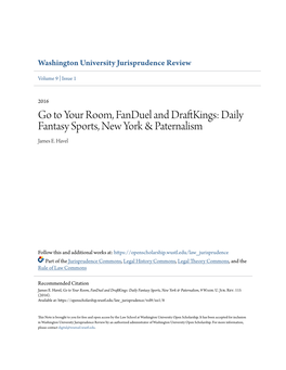 Your Room, Fanduel and Draftkings: Daily Fantasy Sports, New York & Paternalism
