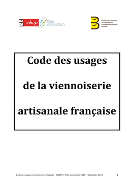Code Des Usages De La Viennoiserie Artisanale Française