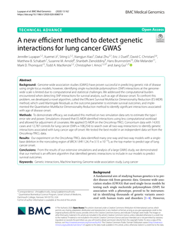 A New Efficient Method to Detect Genetic Interactions for Lung Cancer