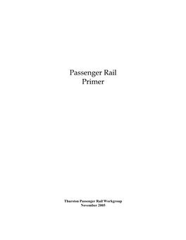 Passenger Rail Primer