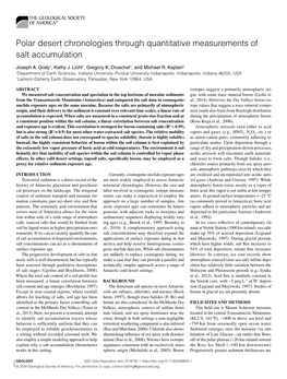 Polar Desert Chronologies Through Quantitative Measurements of Salt Accumulation