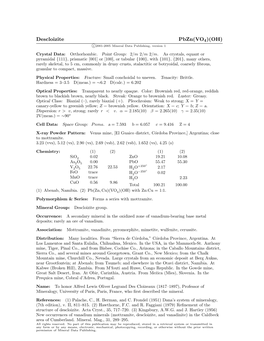 Descloizite Pbzn(VO4)(OH) C 2001-2005 Mineral Data Publishing, Version 1