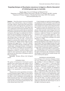 Targeting Biotypes of Dactylopius Tomentosus to Improve Effective Biocontrol of Cylindropuntia Spp