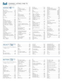 Channel Listing Fibe Tv Current As of June 18, 2015