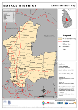 MATALE DISTRICT Administrative Map