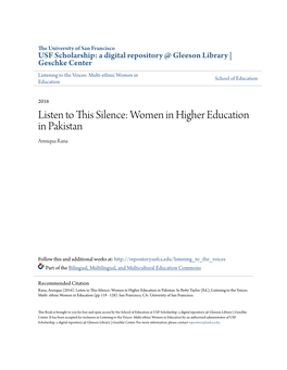 Women in Higher Education in Pakistan Anniqua Rana