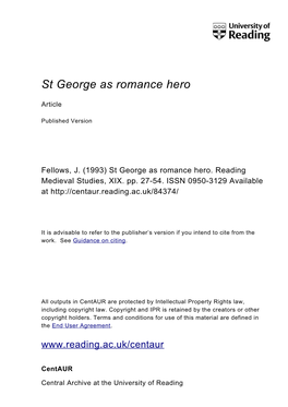 St George As Romance Hero