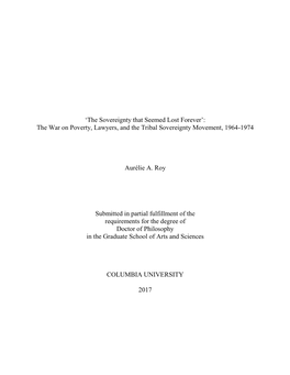 The War on Poverty, Lawyers, and the Tribal Sovereignty Movement, 1964-1974