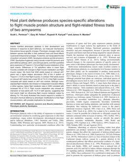 Host Plant Defense Produces Species-Specific Alterations to Flight Muscle Protein Structure and Flight-Related Fitness Traits of Two Armyworms Scott L