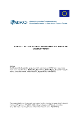 Bucharest Metropolitan Area and Its Regional Hinterland Case Study Report