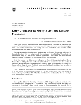 Kathy Giusti and the Multiple Myeloma Research Foundation