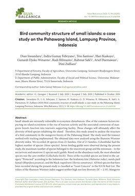 Bird Community Structure of Small Islands: a Case Study on the Pahawang Island, Lampung Province, Indonesia