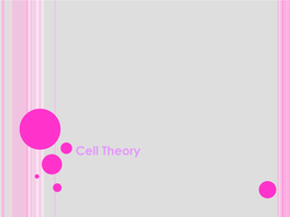 Cell Theory the CELL THEORY GREW out of the WORK of MANY SCIENTISTS and IMPROVEMENTS in the MICROSCOPE