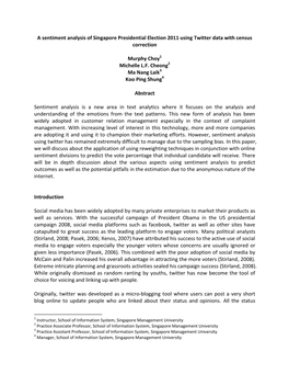 A Sentiment Analysis of Singapore Presidential Election 2011 Using Twitter Data with Census Correction