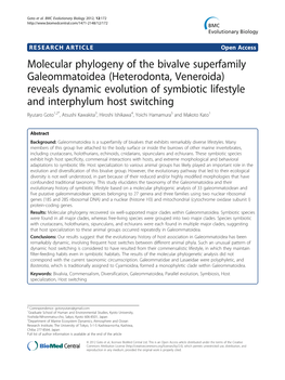 Molecular Phylogeny of the Bivalve Superfamily Galeommatoidea