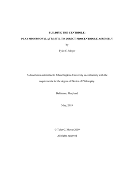 Building the Centriole: Plk4 Phosphorylates Stil To
