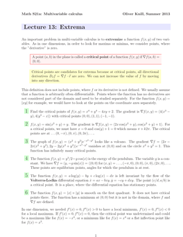 Lecture 13: Extrema